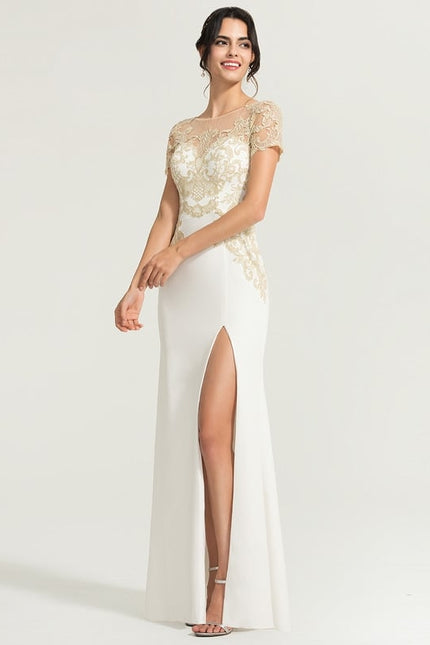 Robe Fourreau Élégante Écrue - gallery 2