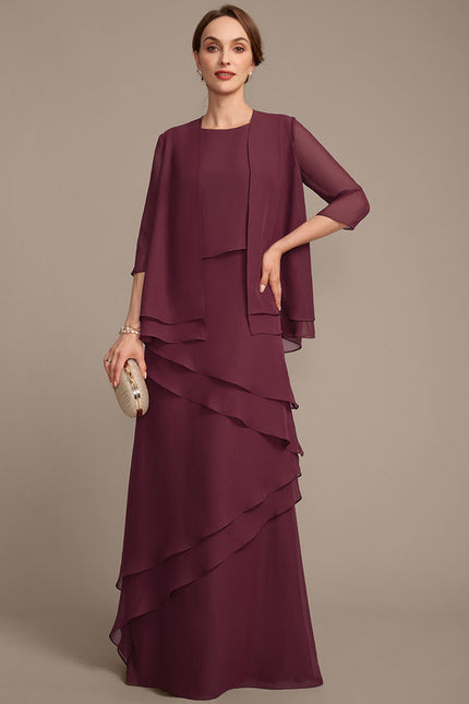 Robe Fourreau Cascade Bordeaux - gallery 1