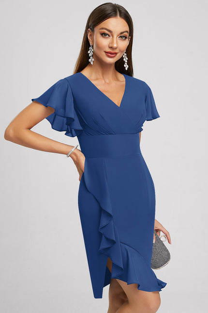 Robe Fourreau Violette À Volants - gallery 2