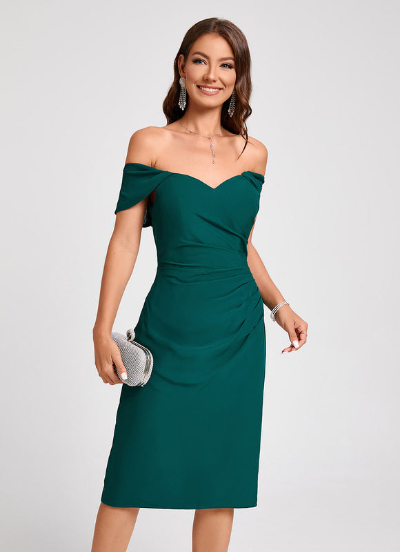 Robe Fourreau Émeraude Drapée - gallery 4