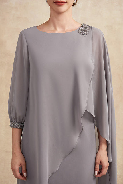 Robe Fourreau Élégante Grise - gallery 7