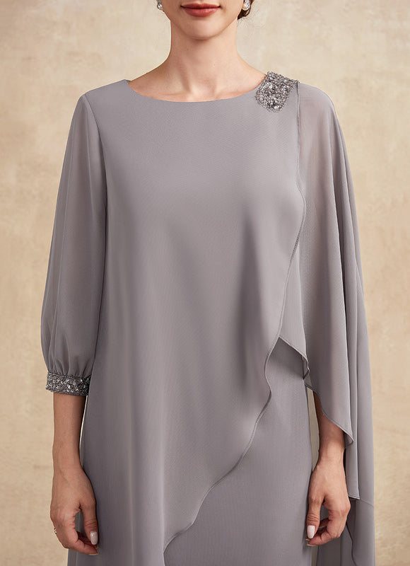 Robe Fourreau Élégante Grise - gallery 7
