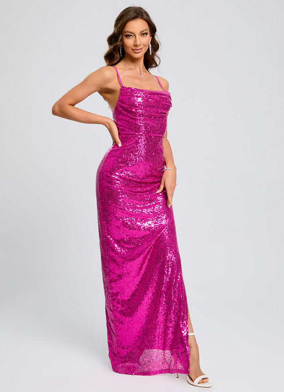 Robe Fourreau Pailletée Ajustée - gallery 6