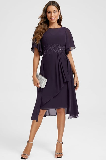Robe Fourreau Fluide Violette - gallery 4