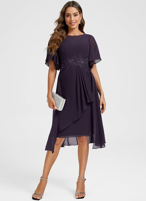 Robe Fourreau Fluide Violette - gallery 4