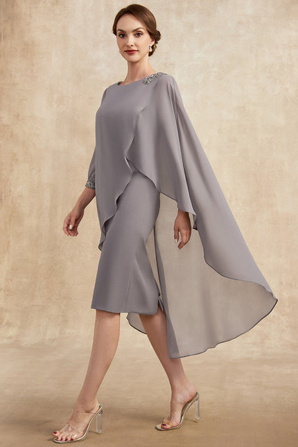 Robe Fourreau Élégante Grise - gallery 4