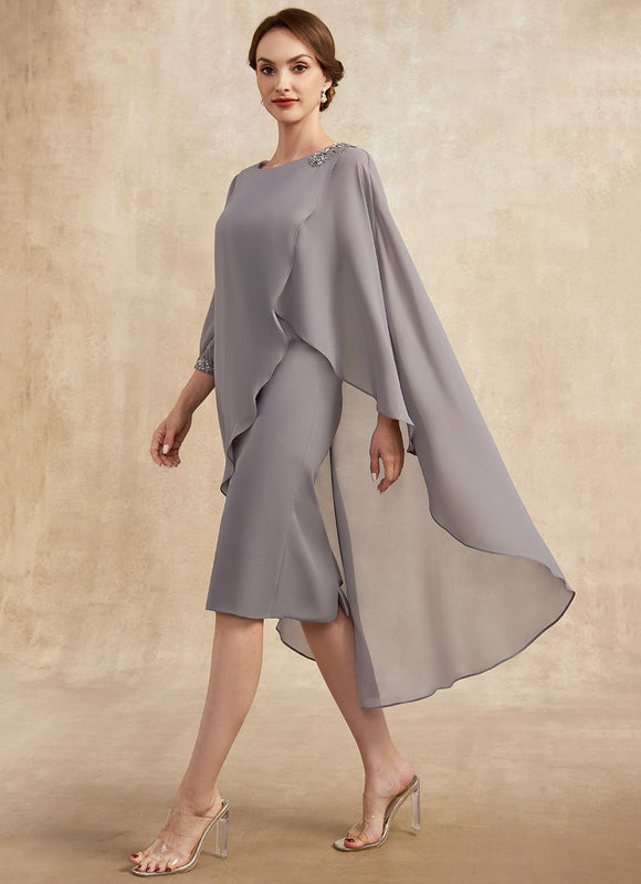 Robe Fourreau Élégante Grise - gallery 4