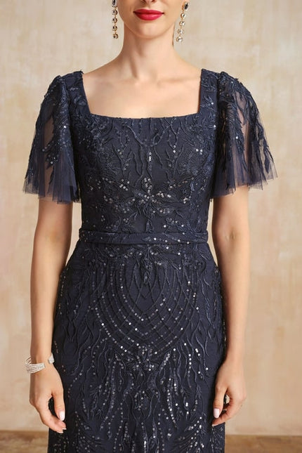 Robe Fourreau En Dentelle Scintillante - gallery 5