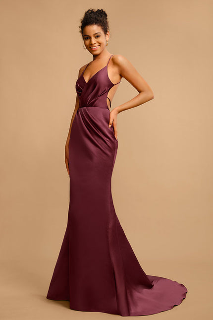 Robe Fourreau Traîne Bordeaux - gallery 1