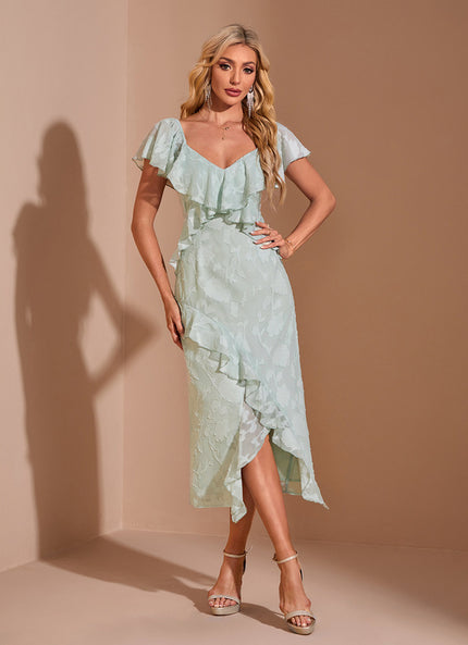 Robe Fourreau Vert Pastel Flottant