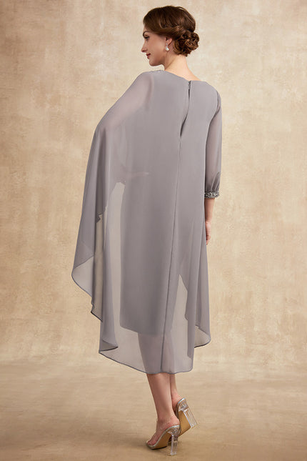 Robe Fourreau Élégante Grise - gallery 6