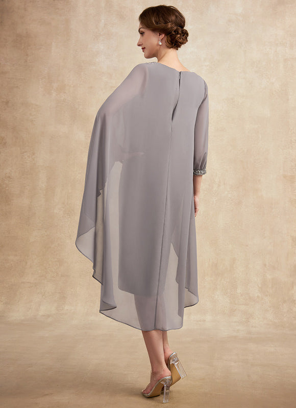 Robe Fourreau Élégante Grise - gallery 6