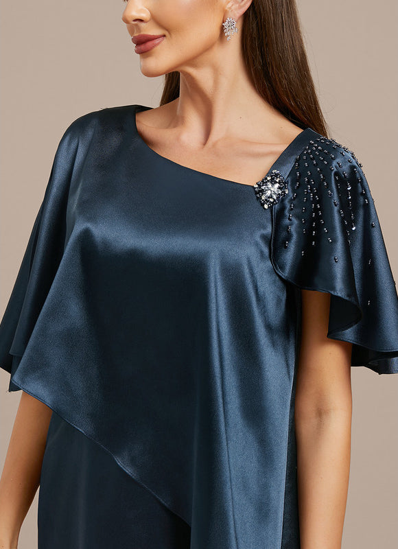 Robe Fourreau Satinée Asymétrique Chic - gallery 6