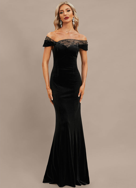 Robe Fourreau Velours Noir - gallery 5