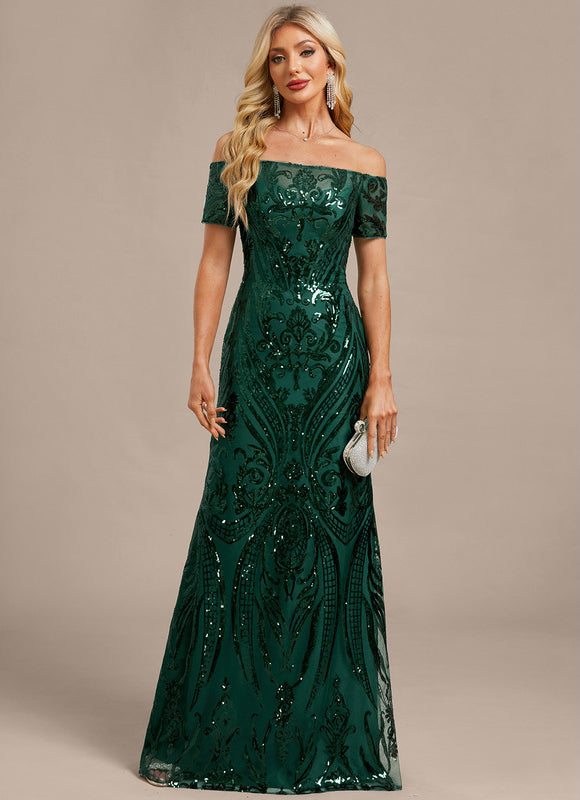 Robe Fourreau Scintillante Verte