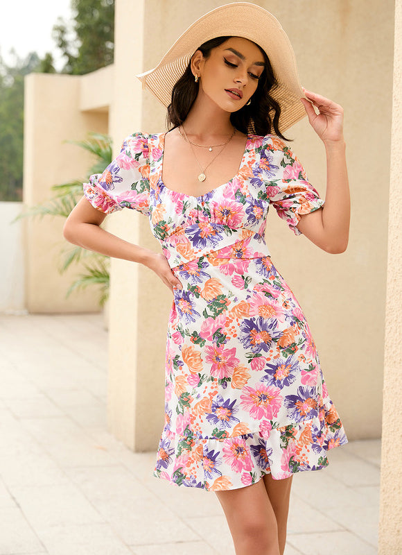 Robe Fourreau Fleurie Mini