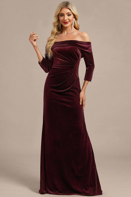 Robe Fourreau Velours Bordeaux - gallery 3