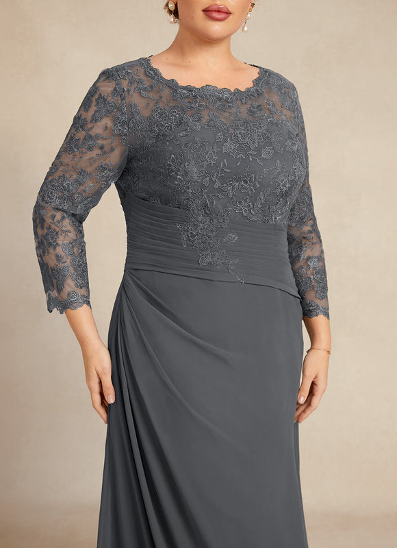 Robe Fourreau Dentelle Grise - gallery 9