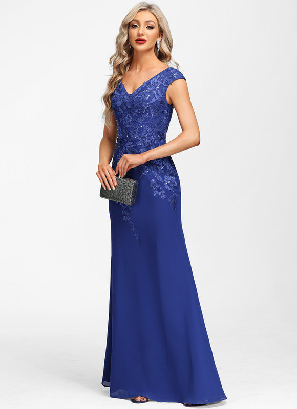 Robe Fourreau Soirée Marine Scintillante - gallery 5