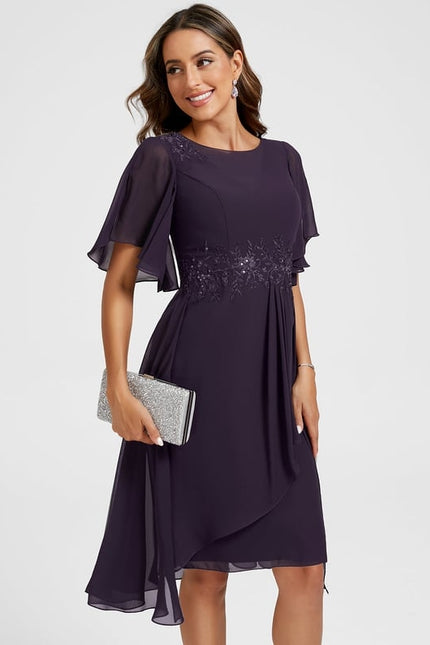 Robe Fourreau Fluide Violette - gallery 2