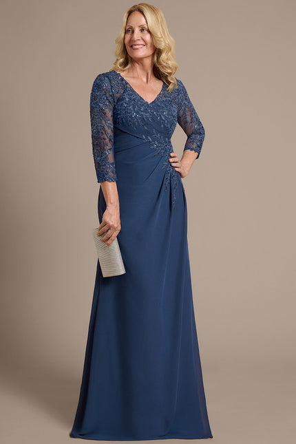 Robe Fourreau Élégante Marine - gallery 3