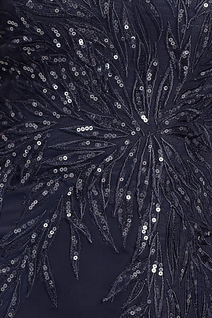 Robe Fourreau Soirée Marine Scintillante - gallery 2