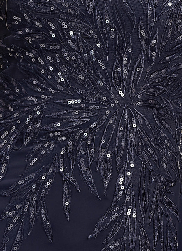 Robe Fourreau Soirée Marine Scintillante - gallery 2