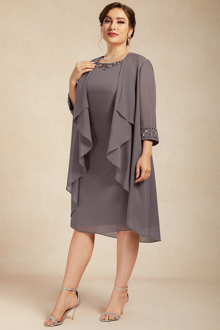 Robe Fourreau Élégante Grise - gallery 6