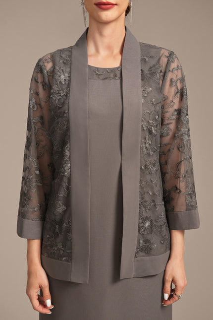 Robe Fourreau Grise Élégante - gallery 9