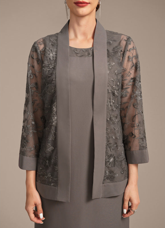 Robe Fourreau Grise Élégante - gallery 9