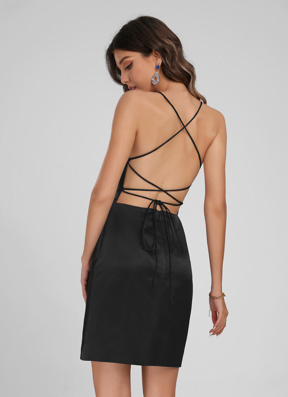 Robe Fourreau Satinée Minimaliste - gallery 2