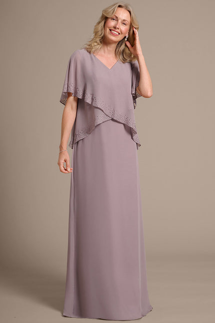 Robe Fourreau Longue Mauve Fluide - gallery 5