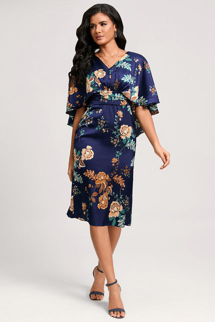 Robe Fourreau Fleur De Satin - gallery 1