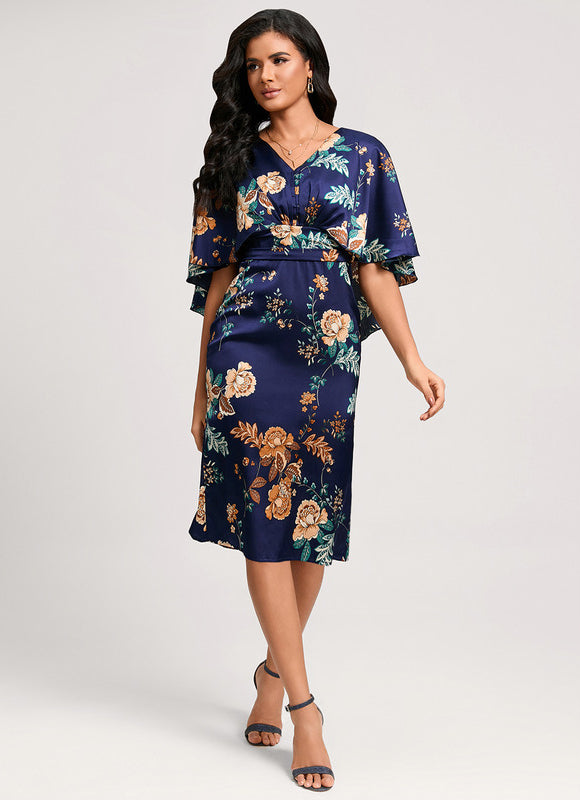 Robe Fourreau Fleur De Satin - gallery 1