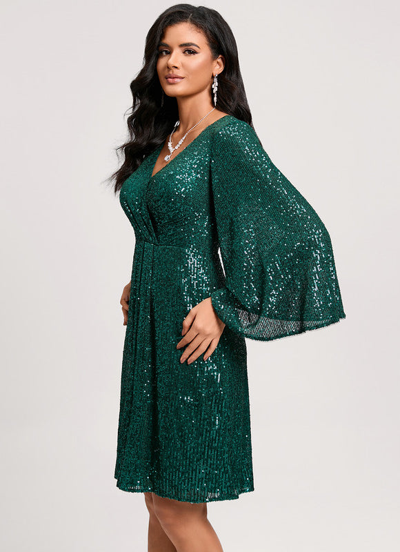 Robe Fourreau Émeraude Volants - gallery 1