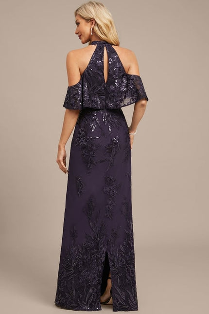 Robe Fourreau Pailletée Violette - gallery 6
