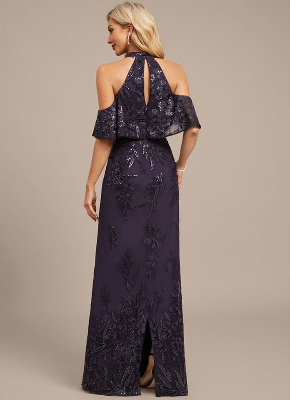 Robe Fourreau Pailletée Violette - gallery 6