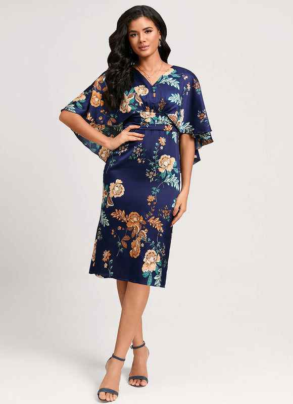 Robe Fourreau Fleur De Satin - gallery 2