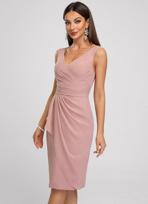 Robe Fourreau Drapée Rose - gallery 5