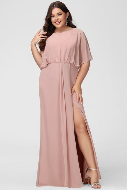 Robe Fourreau Mousseline Rose - gallery 6