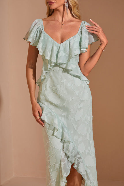 Robe Fourreau Vert Pastel Flottant - gallery 2