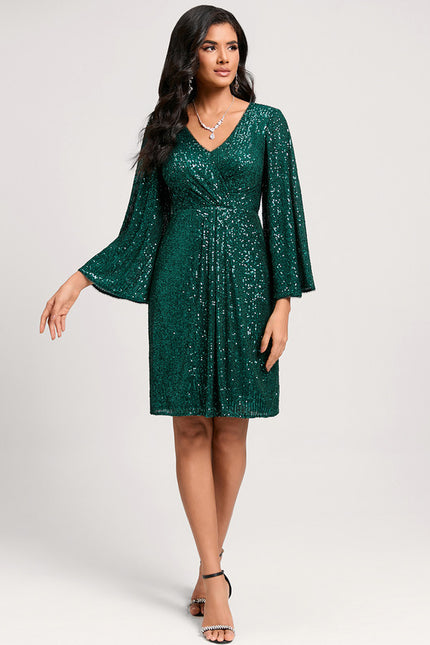 Robe Fourreau Émeraude Volants - gallery 2