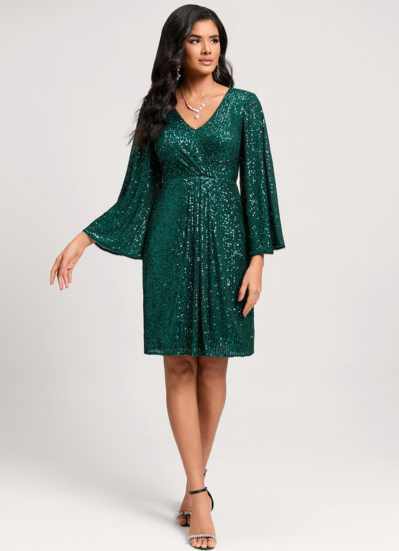 Robe Fourreau Émeraude Volants - gallery 2