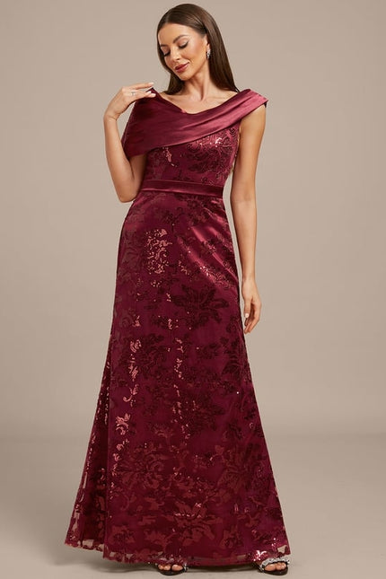 Robe Fourreau Satin Bordeaux Élégante - gallery 2