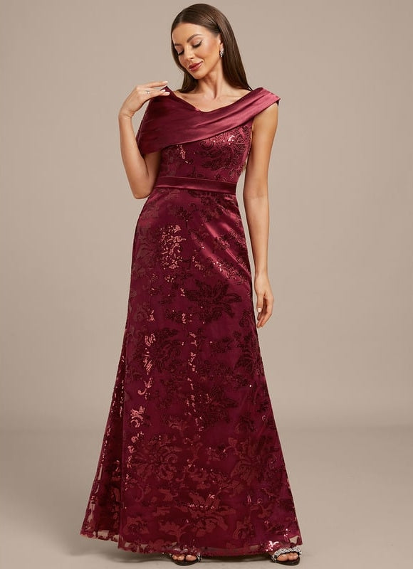 Robe Fourreau Satin Bordeaux Élégante - gallery 2