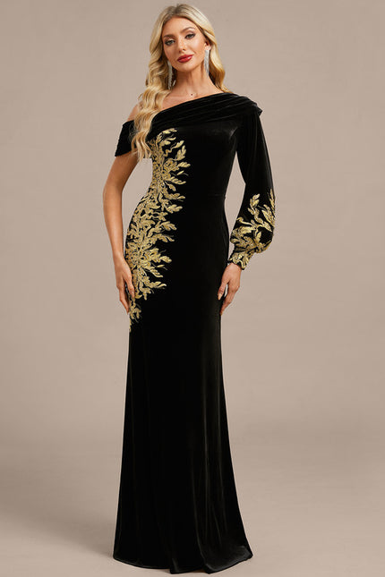 Robe Fourreau Velours Ornée - gallery 3