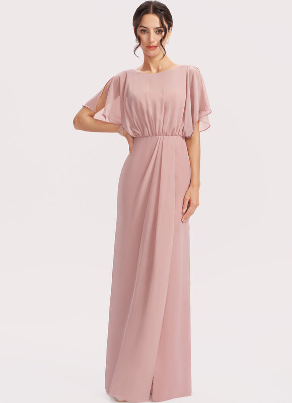 Robe Fourreau Mousseline Rose - gallery 2