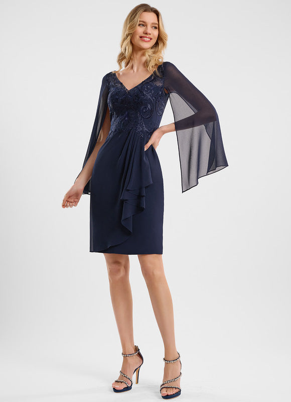 Robe Fourreau Vaporeuse Marine