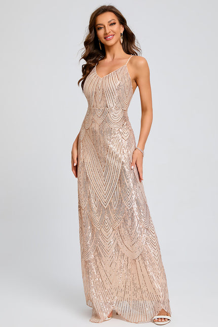 Robe Fourreau Pailletée Nude - gallery 3