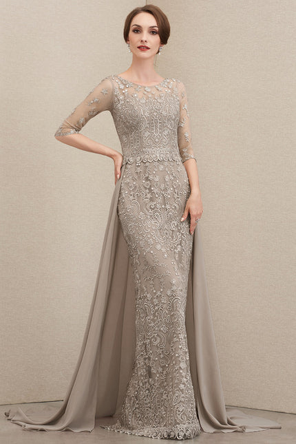 Robe Fourreau Grise Éclatante - gallery 4